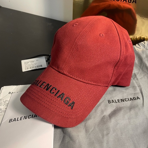 Balenciaga Logo Visor Cap Hat Bordeaux Black - Picture 2 of 6